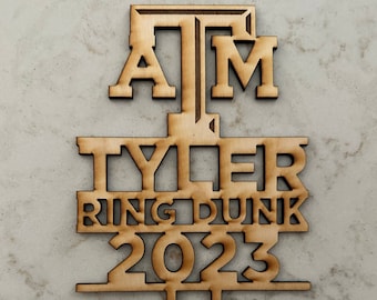 Personalized College Cake Topper, Graduation Gift, Texas A&M, Custom, Laser Cut Wood