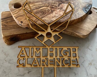 Personalized Cake Topper, Military, USAF, Welcome Home, Bootcamp Bound, Bootcamp, Custom, Laser Cut Wood