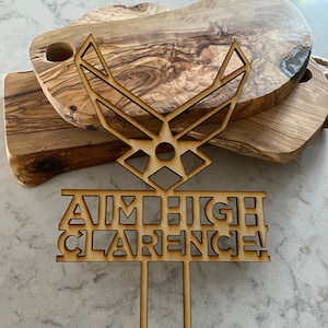 Personalized Cake Topper, Military, USAF, Welcome Home, Bootcamp Bound, Bootcamp, Custom, Laser Cut Wood