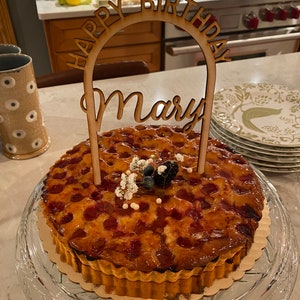 Personalized Happy Birthday Arch Cake Topper, Custom, Laser Cut Wood