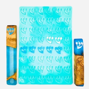 25 Shin Silicone Mold / Muchos Reutilización / Crea tus propios colores de espinilla epoxi DIY / Shin Mezuzah / תבנית סיליקון לאות שין למזוזות