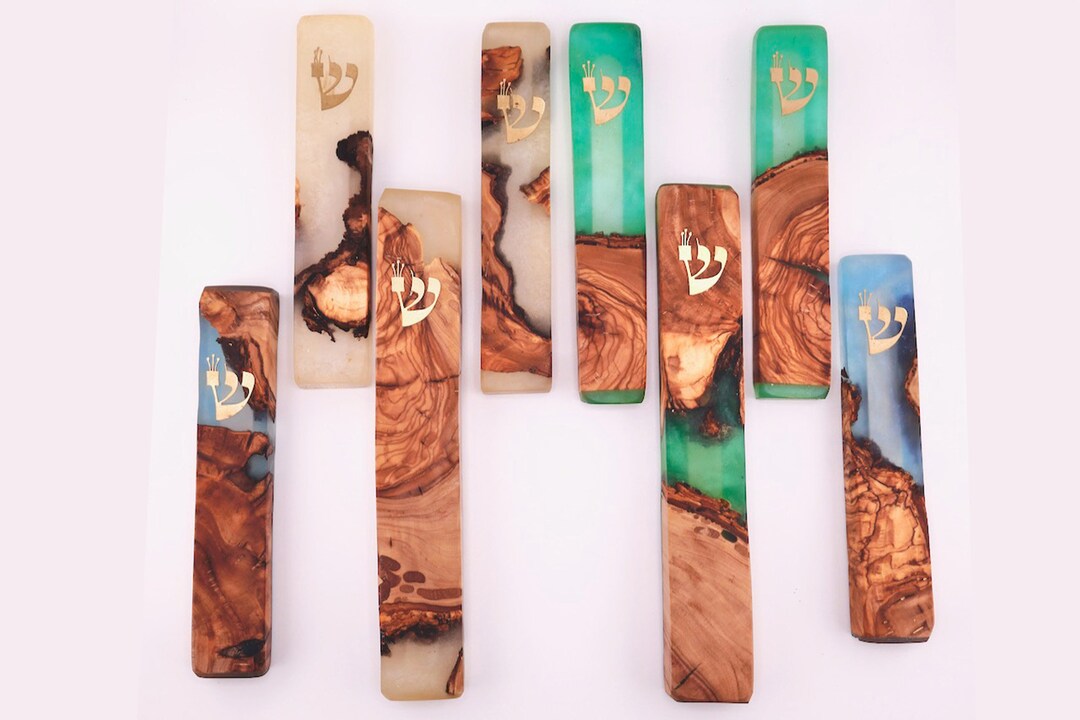 Mezuzah Wood & Epoxy, Hand Made Mezuzah, Mezuzah Scroll, Mezuzah Cases