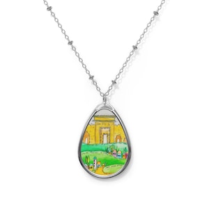 Jerusalem Temple Mount Necklace | Beit HaMikdash pendant | Jerusalem Second Temple | Holy Temple Jerusalem | Oval Necklace