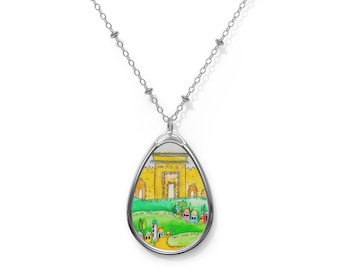 Jerusalem Temple Mount Necklace | Beit HaMikdash pendant | Jerusalem Second Temple | Holy Temple Jerusalem | Oval Necklace