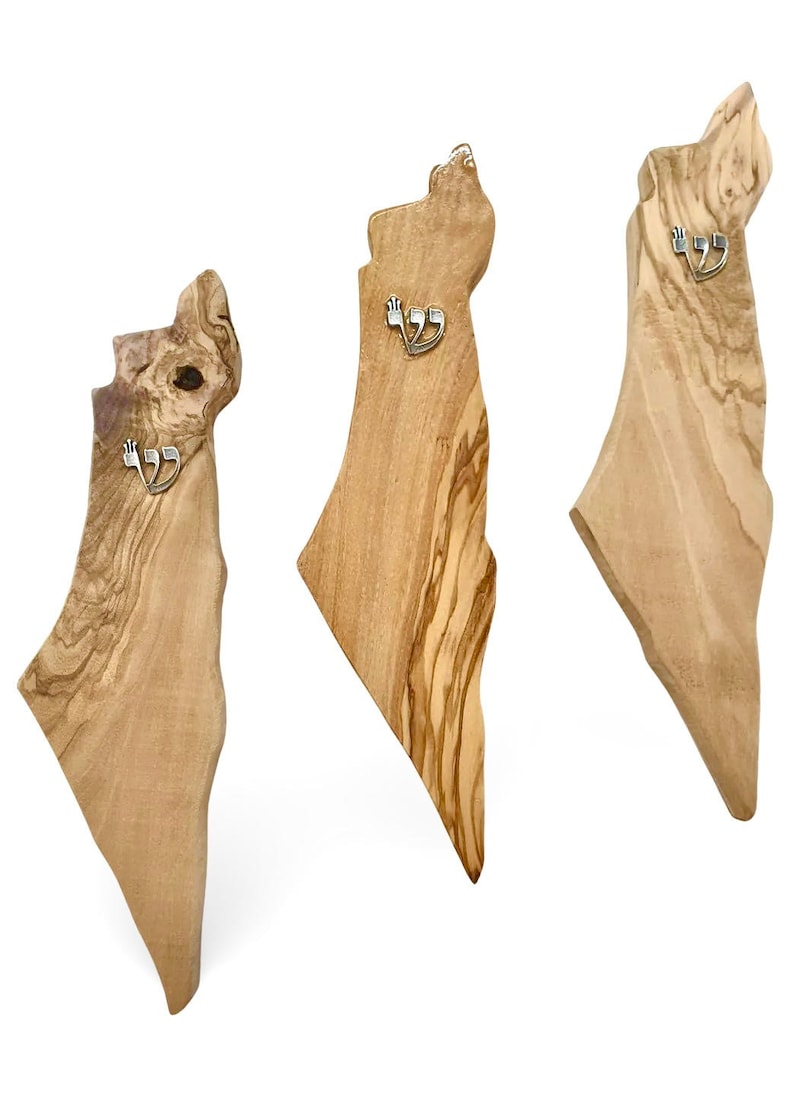 Israel Map Olive Wood Mezuzah, Hand Made, Mezuzah Scroll, Mezuzah Cases