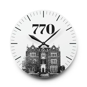 770 Chabad Lulbvich White Acrylic Wall Clock | 2 sizes