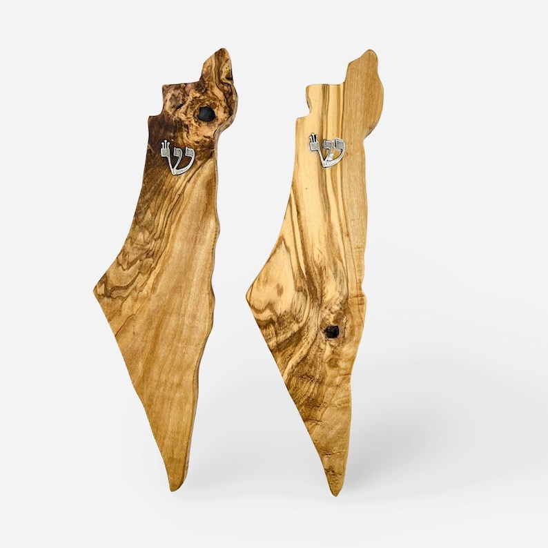 Israel Map Olive Wood Mezuzah, Hand Made, Mezuzah Scroll, Mezuzah Cases