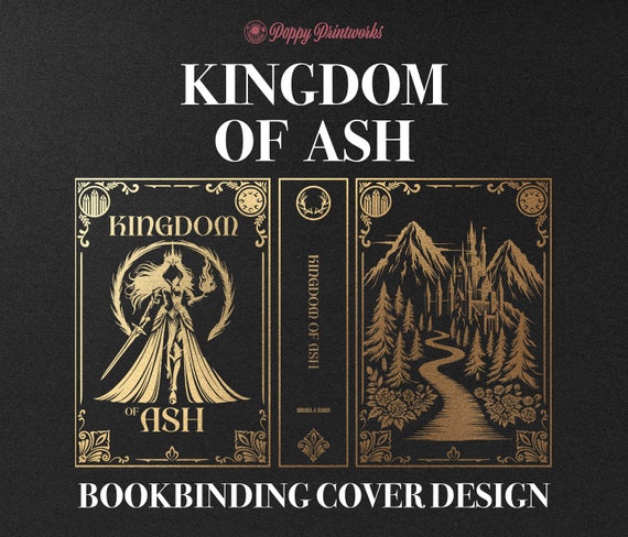 Kingdom of Ash Bookbinding Cover Design PNG File, Throne of Glass Book 8, Vinyl Book Cover Design, Cover Art, Sarah J Maas, Cricut