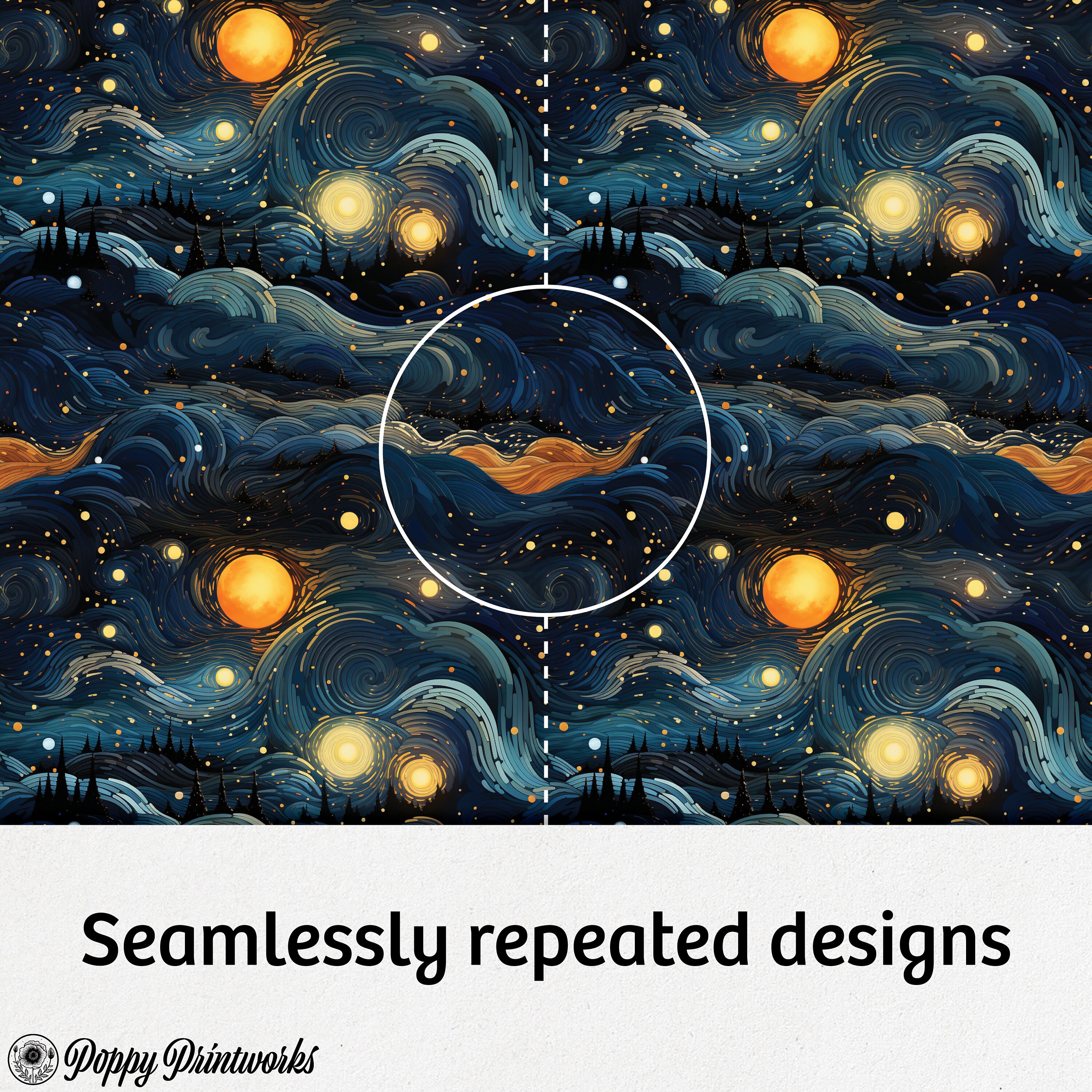Starry Night Design Digital Paper Pack - Seamless Repeating Tile ...