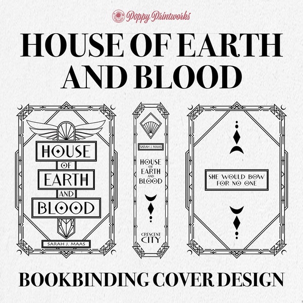 House of Earth and Blood Bookbinding Cover Design PNG File, Vinyl Book Cover Design, Cover Art, Bryce, Hunt, Lunathion, Crescent City