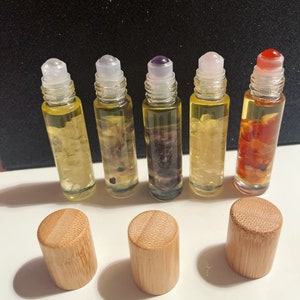 Crystal Body oil bottles surprise - self love gift - crystal chips - perfume body oil - witchy gift - spiritual - handmade - body oil roller
