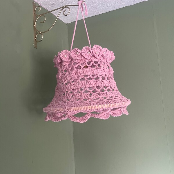 Rose Dust - Finished product - crochet lantern - garden light - chandelier - handmade - boho - ibiza style