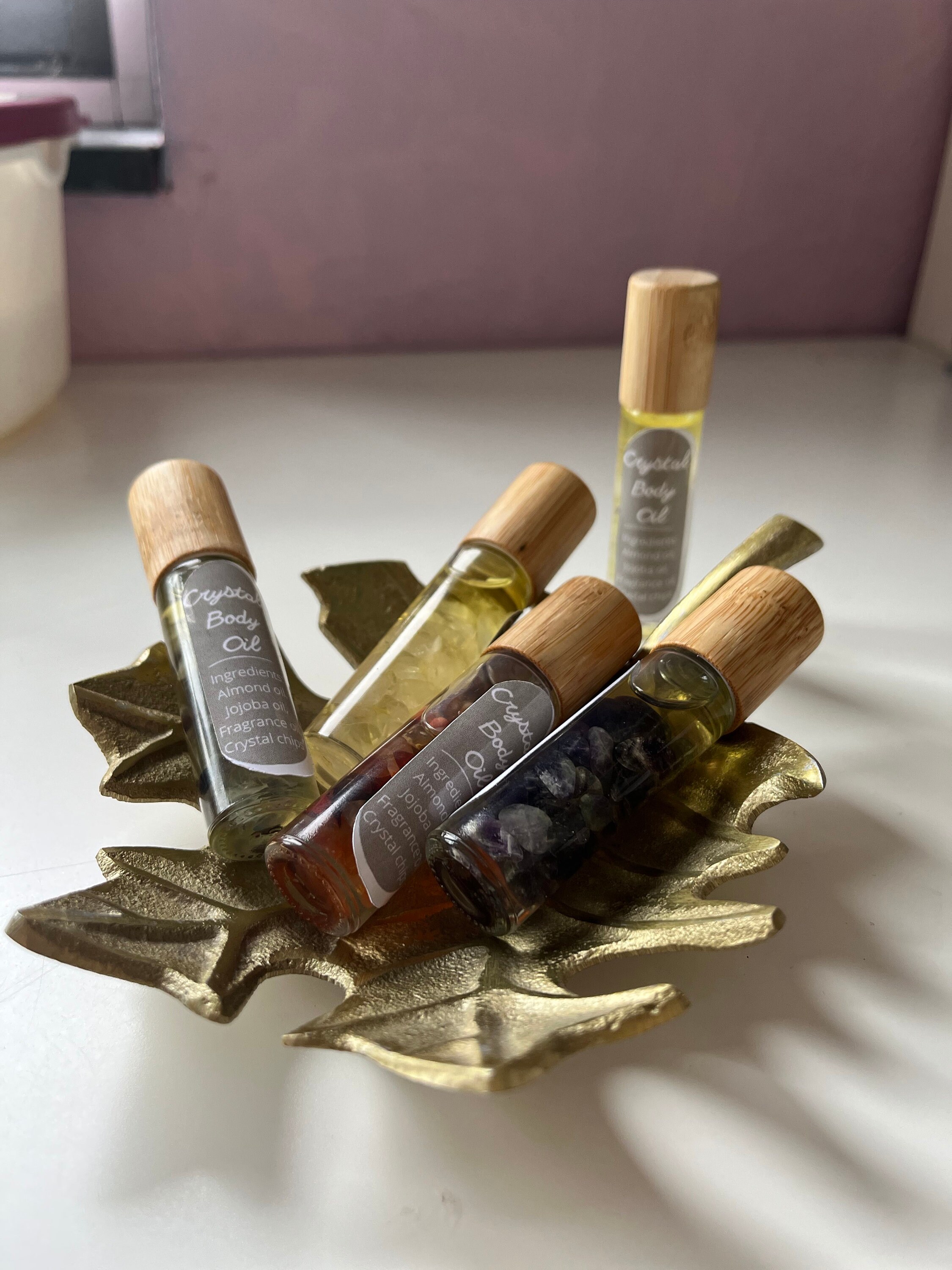 Crystal Body Oil Bottles Surprise Self Love Gift Crystal Etsy