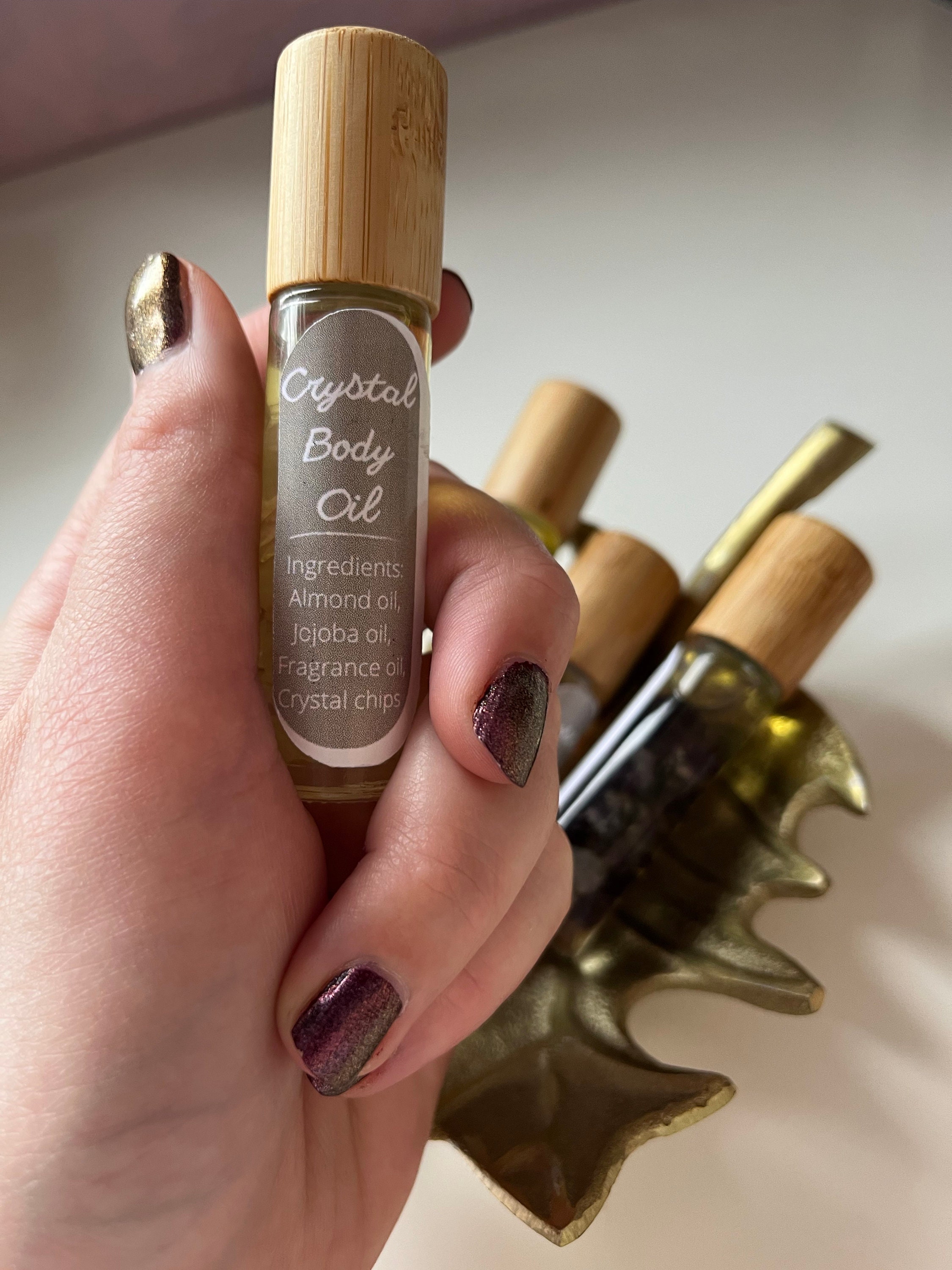 Crystal Body Oil Bottles Surprise Self Love Gift Crystal Etsy