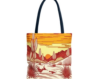 Yellow Red Desert Tote Bag