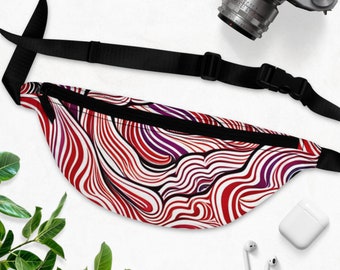 Red Waves Fanny Pack