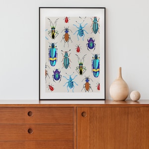 Käfer Poster A3 Plakat Tiere Wald Natur Dschungel Blätter Variation