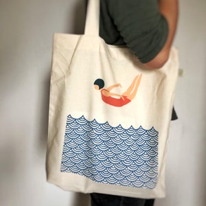 Jute bag Swimming fabric bag cotton bag shopping bag fabric bag cotton jute bag image 1