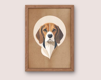 Stylized Beagle Dog Illustration, Modern digital art for dog lovers, Perfect for personalized products and high quality prints