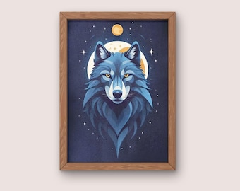 Wolf - Mystic - Animals of the Forest - Wall Art Poster Digital Art for instant download, Home, Poster Bujaboom