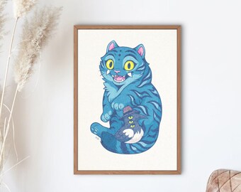Demon Huntrix – Blue Tiger & Three-Eyed Raven Art Print - Bujaboom Digital Download nature