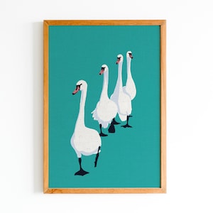 Schwäne Poster Plakat A4, Schwan (Keine Ente Gans Vogel Gänsemarsch) Schwanenmarsch Hochzeit Verlobung Taufe Kommunion Konfirmation Frieden