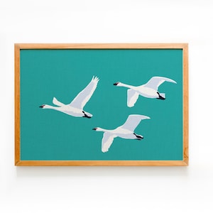 Swans Poster Poster A4 Swan (No Duck Goose Bird Goose March) Swan March Wedding Engagement Baptism Baptism Communion Confirmation Peace