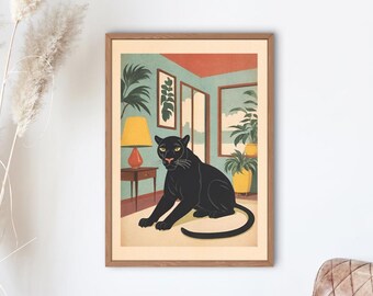 Panther in vintage style - Versatile for wall decoration, textile designs and more. DIGITAL