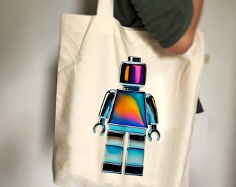 Extravagant Chrome LEGO Tote Bag - Unique design made of 100% cotton - in 5 colors