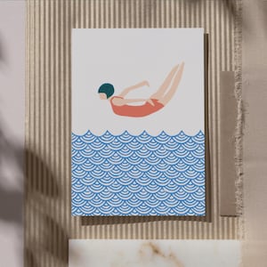 Sprung ins Meer Poster Plakat (size A6 - A5 - A4)