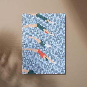 Startsprung Schwimmbad Schwimmen Postkarte Postenkartenset Set Grußkarte Geschenkkarte Kunstdruck