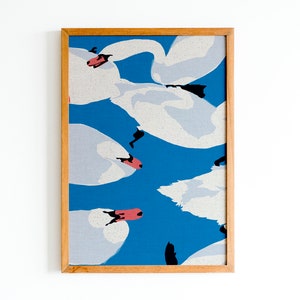 A4 Schwäne blau Poster Plakat Schwan LIMITIERTE AUFLAGE Schwanenmarsch Hochzeit Verlobung Taufe Kommunion Konfirmation