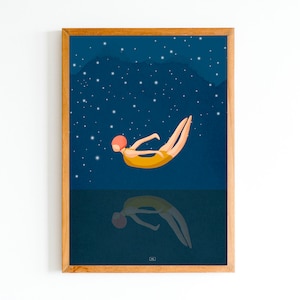 Jump into the sea at night poster A4