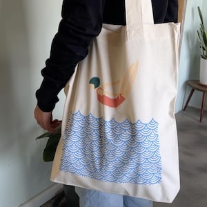 Jutebeutel "Swimming" Stoffbeutel Baumwolltasche Einkaufstasche Stofftasche Baumwolle Jutebag