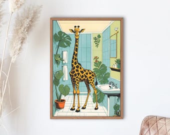 Giraffe in the bathroom – 50s vintage look for versatile creative projects - Digital download