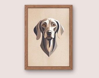 Weimaraner - Stylized Illustration - Modern Digital Art for Dog Lovers - Perfect for Personalized Wall Art, Mugs, Pillows