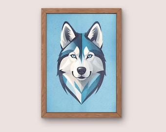 Husky Dog Wall Mural Poster Digital Art for instant download, Poster, popular
