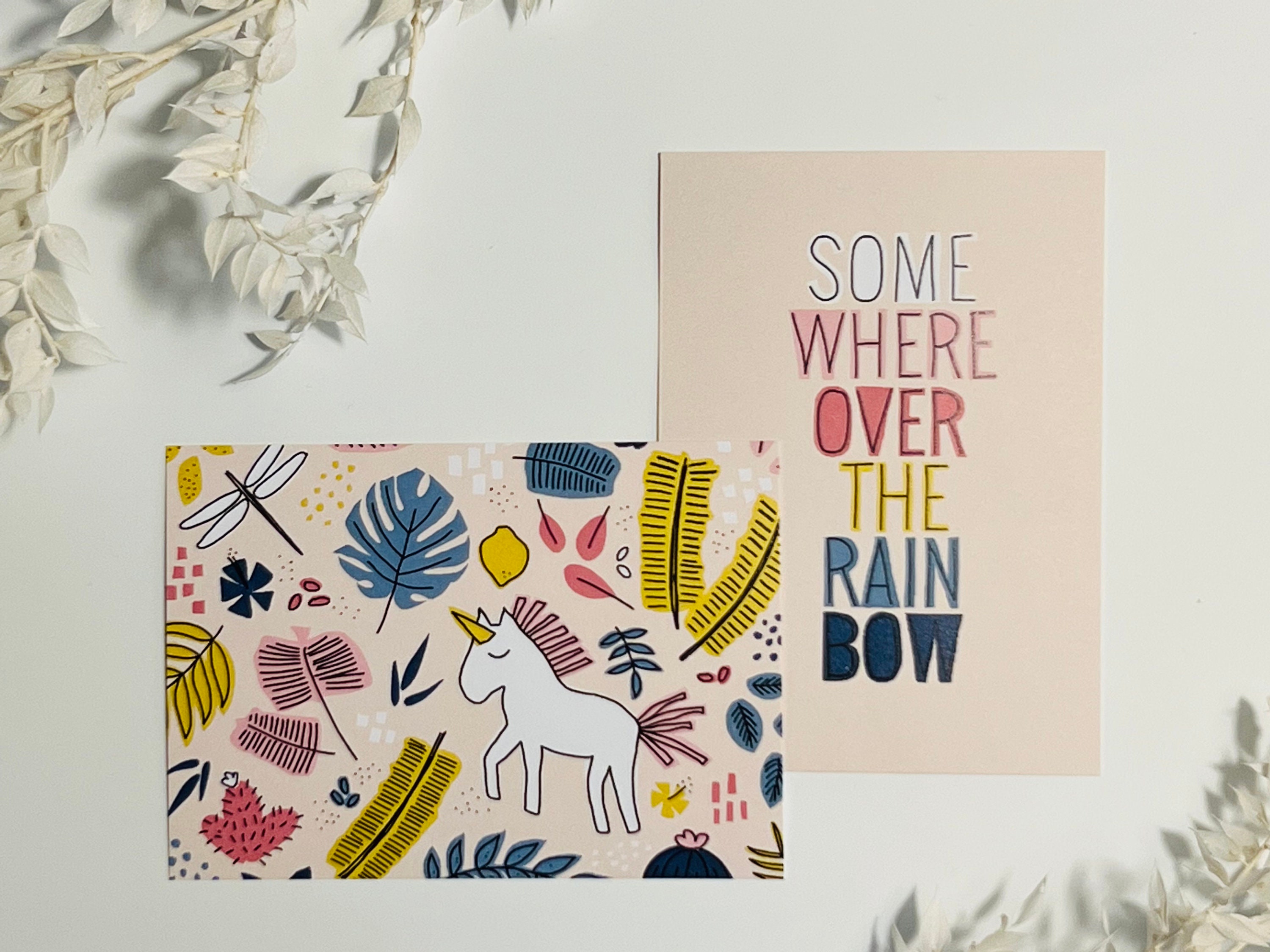 Einhorn, Pferd, Bohemian, Kind, Monstera, Regenbogen, Somewhere over