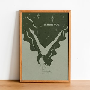 Yoga Flow BE HERE NOW poster, edizione speciale, prenditi cura di te, Din A3, fiori, profumo, aura