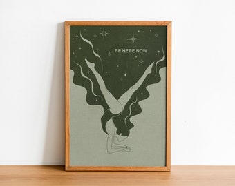 Yoga Flow BE HERE NOW poster, special edition, take care of yourself, Din A3, flowers, scent, aura