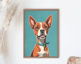 Curious Dog with Charm - Digital Artwork - Vintage Poster, Vintage Art, Vintage Design, Vintage Decoration