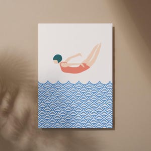 Swimming Postkarte Postenkartenset Set Grußkarte Geschenkkarte Kunstdruck
