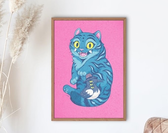Demon Huntrix – Blue Tiger & Three-Eyed Raven Art Print - Bujaboom Digital Download pink