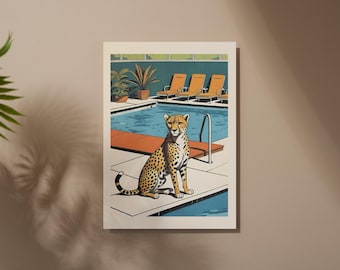 Elegant cheetah print in vintage 50s style - Versatile for wall decoration, textile designs and more. DIGITAL