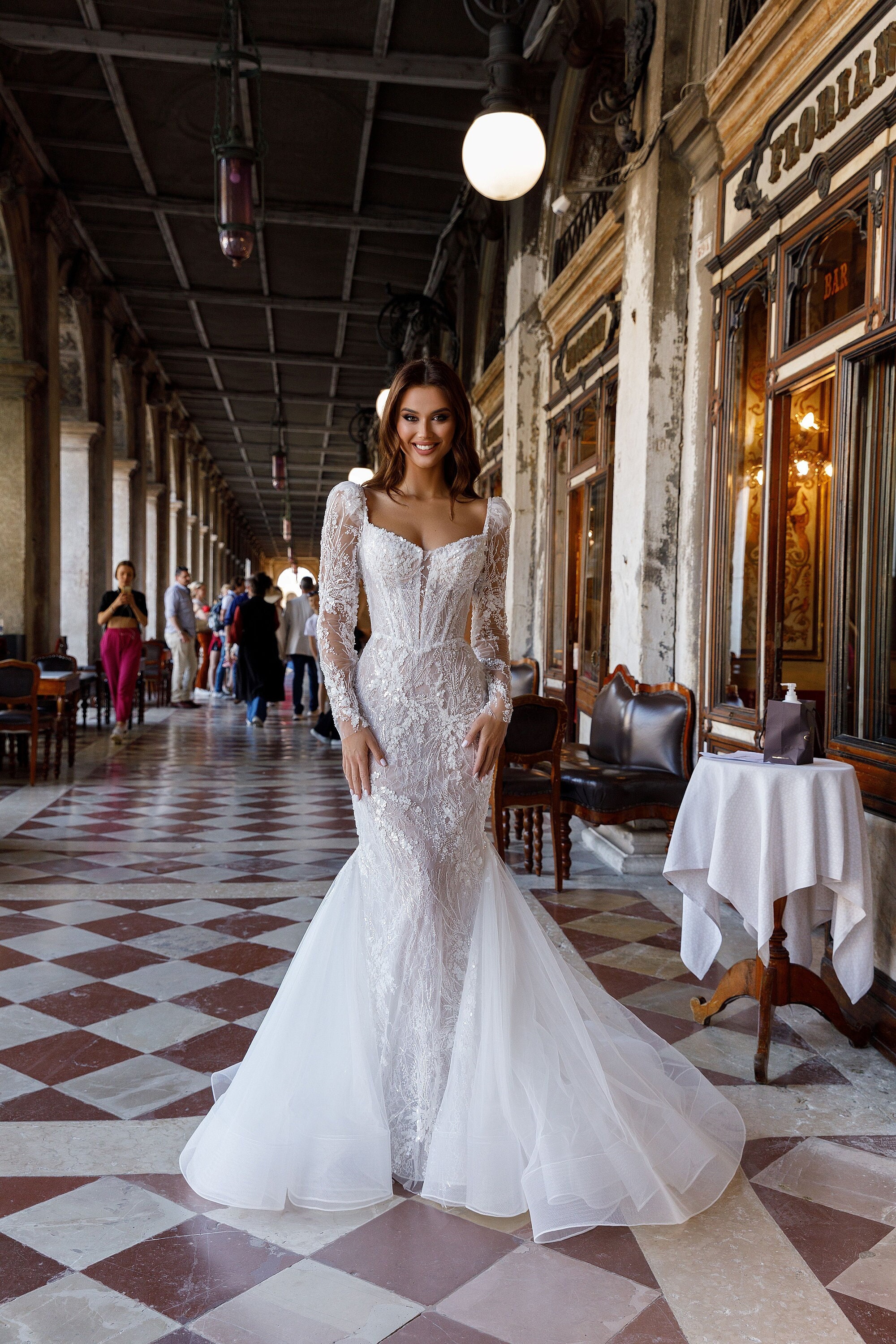 Long sleeve see through wedding dress top