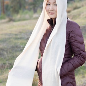 Black and Grey Hooded Scarf – Hand-Dyed Cashmere, Made in USA