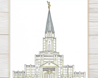 PRINTABLE Houston Texas Temple Watercolor- Digital Download- LDS Temple- Wedding Gift- Temple Marriage- Sealing Present- Temple Art- Drawing