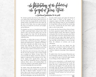 The Restoration of the Fulness of the Gospel of Jesus Christ PRINTABLE-Bicentennial Proclamation-Church of Jesus Christ of Latter Day Saints
