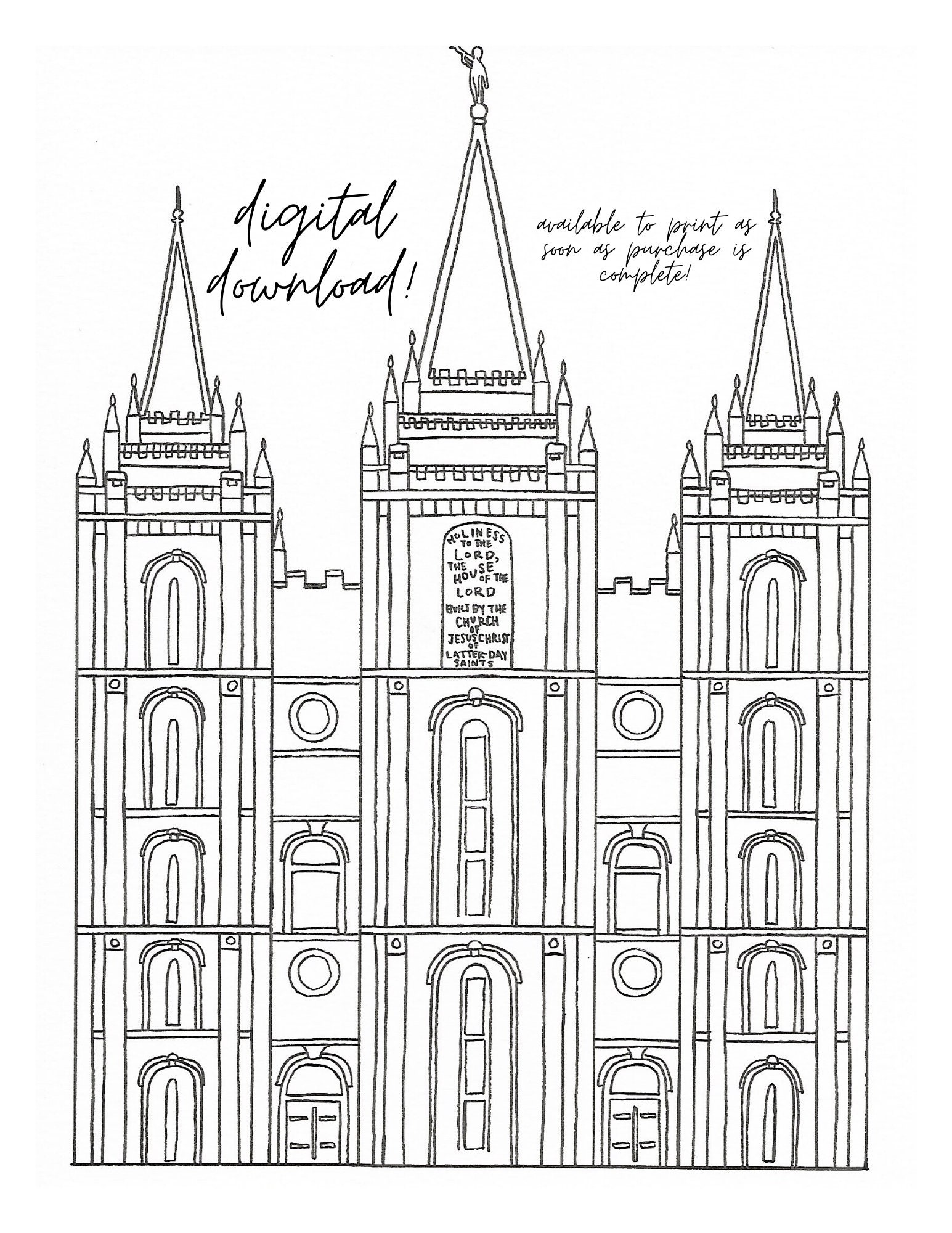 PRINTABLE Salt Lake Utah Temple Illustration-Digital - Etsy España