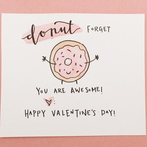 PRINTABLE Valentine's Cards Pizza and Donut Themed Downloadable File for Class Parties Valentine's Day Handouts Friends Valentines image 3